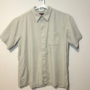 Covington Mens XXL Tan Micro Check Button Down Shirt Short Sleeve Casual Texture